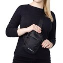Mini saszetka na ramię wodoodporna dwukomorowa na telefon unisex - czarna