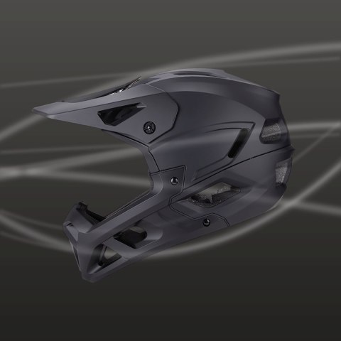 Kask rowerowy fullface z odpinanym daszkiem 55-57 cm - czarny