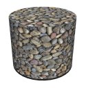 Okrągła pufa dekoracyjna, Bertoni, nadruk Kamyki - do salonu, do pokoju dziecka, walec 40cm, elegancka, zamek błyskawiczny, zde