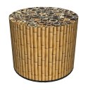 Pufa dekoracyjna, Bertoni, nadruk Bamboo - okrągła pufa do salonu, przedpokoju, walec 40cm, elegancka, zamek błyskawiczny, możli