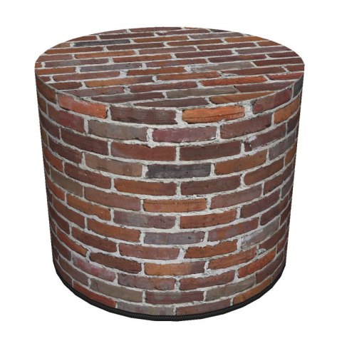 Pufa dekoracyjna, Bertoni, nadruk Cegła - okrągła pufa do salonu, przedpokoju, walec 40cm, elegancka, zamek błyskawiczny, możliw