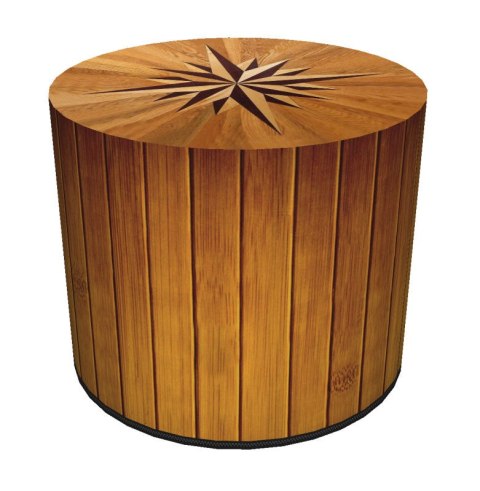 Pufa dekoracyjna, Bertoni, nadruk Compass - okrągła pufa do salonu, przedpokoju, walec 40cm, elegancka, zamek błyskawiczny, możl