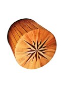 Pufa dekoracyjna, Bertoni, nadruk Compass - okrągła pufa do salonu, przedpokoju, walec 40cm, elegancka, zamek błyskawiczny, możl