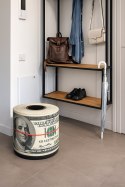 Pufa dekoracyjna, Bertoni, nadruk Dollars - okrągła pufa do salonu, przedpokoju, walec 40cm, elegancka, zamek błyskawiczny, możl