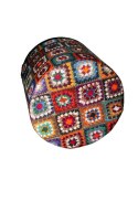 Pufa dekoracyjna, Bertoni, nadruk Frania - okrągła pufa do salonu, przedpokoju, walec 40cm, elegancka, zamek błyskawiczny, możli
