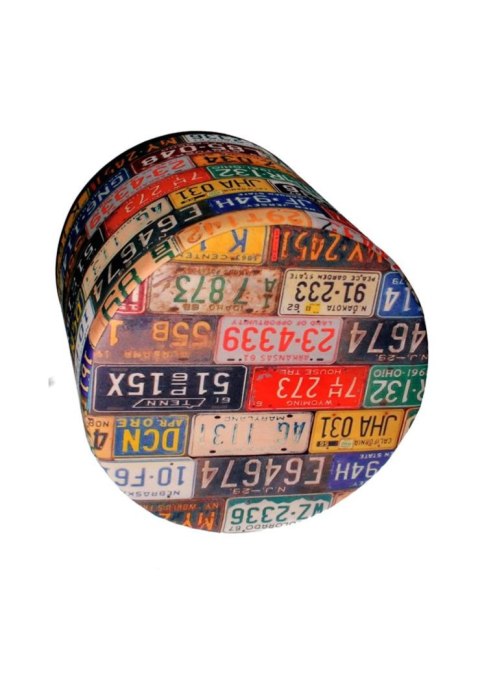 Pufa dekoracyjna, Bertoni, nadruk Freeway - okrągła pufa do salonu, przedpokoju, walec 40cm, elegancka, zamek błyskawiczny, możl