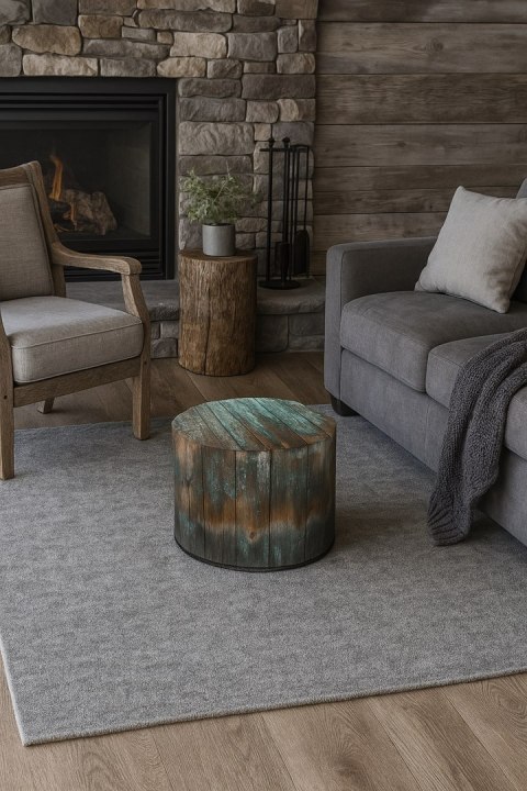 Pufa dekoracyjna, Bertoni, nadruk Havana - okrągła pufa do salonu, przedpokoju, walec 40cm, elegancka, zamek błyskawiczny, możli