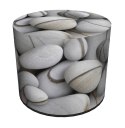 Pufa dekoracyjna, Bertoni, nadruk Kamienie - okrągła pufa do salonu, przedpokoju, walec 40cm, elegancka, zamek błyskawiczny, moż