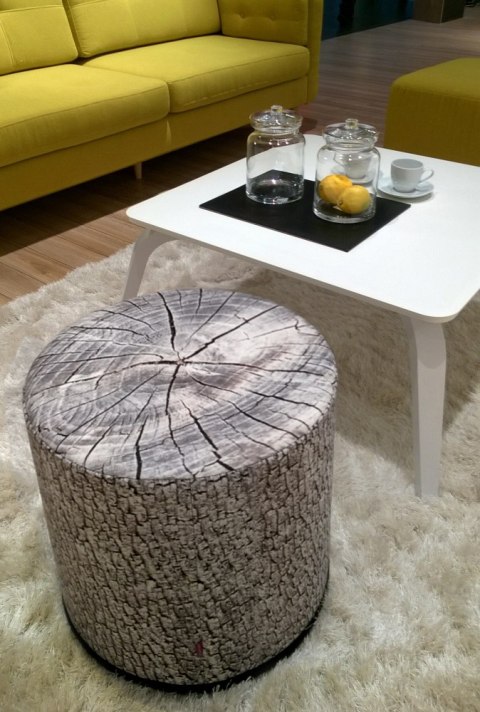 Pufa dekoracyjna, Bertoni, nadruk Olcha - okrągła pufa do salonu, przedpokoju, walec 40cm, elegancka, zamek błyskawiczny, możliw
