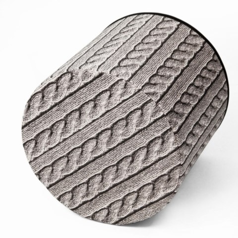 Pufa dekoracyjna, Bertoni, nadruk Warkocz - okrągła pufa do salonu, przedpokoju, walec 40cm, elegancka, zamek błyskawiczny, możl