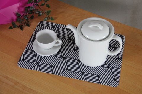 Podkładka prostokątna na stół 29×42 cm, wzór Cube - ekologiczny filc, pranie 40 °C, Bertoni