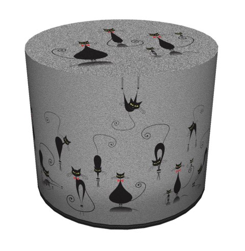 Pufa dekoracyjna, Bertoni, nadruk Cats - okrągła pufa do salonu, przedpokoju, walec 40cm, elegancka, zamek błyskawiczny, możliwo