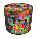 Pufa dekoracyjna, Bertoni, nadruk Game - okrągła pufa do salonu, przedpokoju, walec 40cm, elegancka, zamek błyskawiczny, możliwo