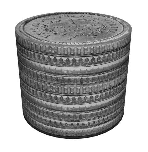 Pufa dekoracyjna, Bertoni, nadruk Monety - okrągła pufa do salonu, przedpokoju, walec 40cm, elegancka, zamek błyskawiczny, możli