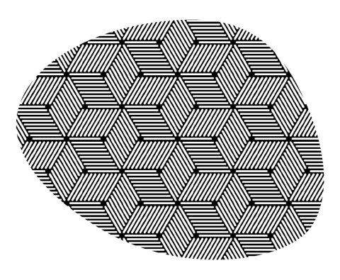 Podkładka owalna na stół, wzór Cube 36×32 cm - gruby filc 4 mm, full-color, odporna na temperaturę 120 °C, do kuchni lub komodę 