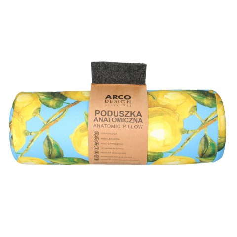 Poduszka rehabilitacyjna wałek Lemons Ø15x40 cm - welur, pianka memory foam, do podparcia karku i pleców, Bertoni