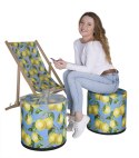Pufa Codura Wodoodporna do Domu i Ogrodu - wzór Lemons, Elegancka, Wygodna, Stabilna, Zamek Błyskawiczny, 40 cm, Bertoni