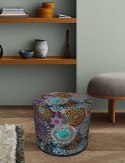 Pufa dekoracyjna, Bertoni, nadruk Karuzela - okrągła pufa do salonu, przedpokoju, walec 40cm, elegancka, zamek błyskawiczny, moż