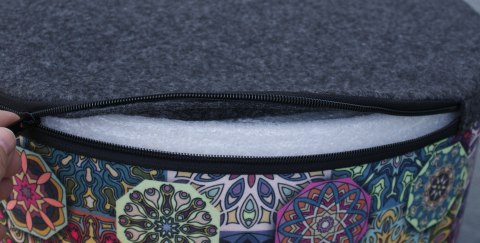 Pufa dekoracyjna, Bertoni, nadruk Valencia - okrągła pufa do salonu, przedpokoju, walec 40cm, elegancka, zamek błyskawiczny, moż