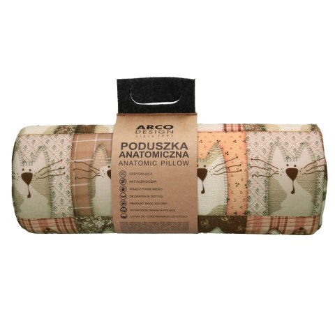 Poduszka rehabilitacyjna wałek Pexeso Beige Ø15x40 cm - welur, pianka memory foam, do podparcia karku i pleców, Bertoni