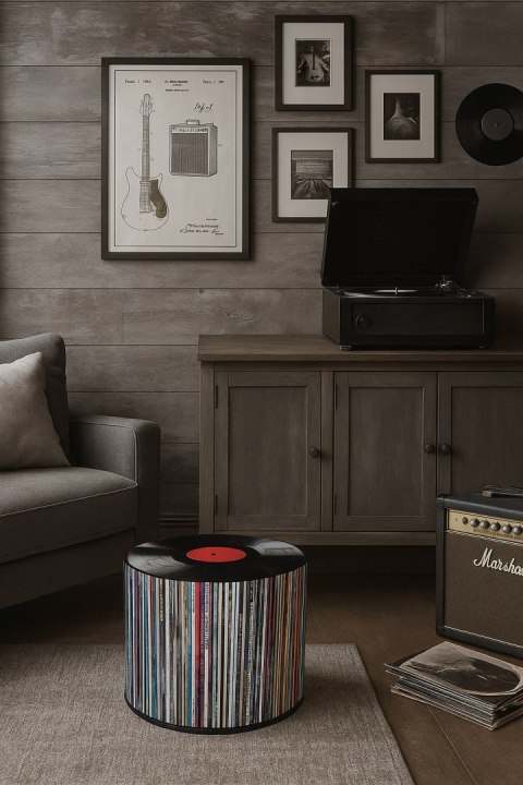 Pufa Codura Wodoodporna do Domu i Ogrodu - wzór Vinyl, Elegancka, Wygodna, Stabilna, Zamek Błyskawiczny, 40 cm, Bertoni