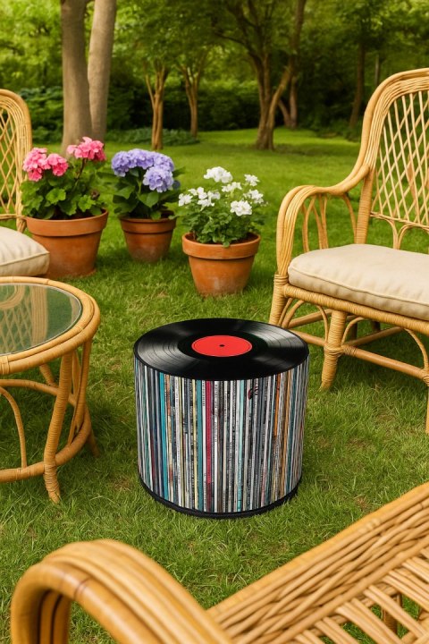 Pufa Codura Wodoodporna do Domu i Ogrodu - wzór Vinyl, Elegancka, Wygodna, Stabilna, Zamek Błyskawiczny, 40 cm, Bertoni