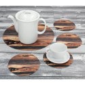 Zestaw podkładek okrągłych na stoł 1+4 Drewno - 33 cm + 4×16 cm | filc ekologiczny, nadruk HD, pranie 40 °C, Bertoni