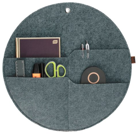 Organizer ścienny filcowy Bertoni „Kółko" XL fi - 45 cm - szary, 4 kieszenie, ekologiczny