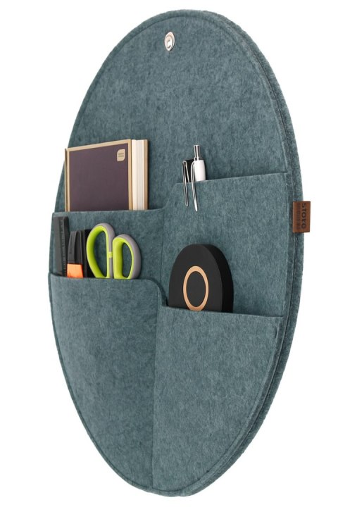 Organizer ścienny filcowy Bertoni „Kółko" XL fi - 45 cm - szary, 4 kieszenie, ekologiczny