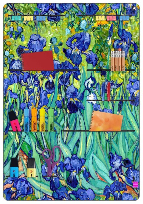 Organizer ścienny z filcu Bertoni Irises 45×65 cm - antracyt, 8 kieszeni, nadruk HD, dekoracyjny i praktyczny