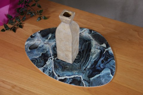 Podkładka owalna na stół, wzór Rio 36×32 cm - gruby filc 4 mm, full-color, odporna na temperaturę do 120 °C, do kuchni lub komod