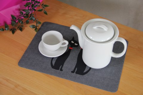 Podkładka prostokątna na stół 29×42 cm, wzór Czarne Koty - ekologiczny filc, pranie 40 °C, Bertoni