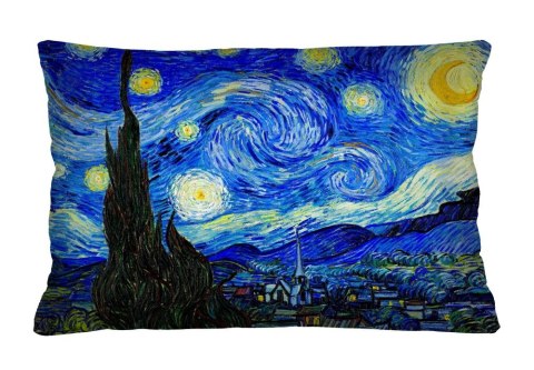 Poduszka dekoracyjna Elegance Print Gwiaździsta Noc (Van Gogh) 40×60 cm - Welurowa, Dwustronny Nadruk, Zamek, Antyalergiczny Wkł