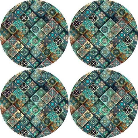 Zestaw 4 podkładek okrągłych na stół 4D 33 cm - ESTERA | Ekologiczny filc, nadruk HD, pranie 40 °C, Bertoni