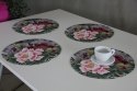 Zestaw 4 podkładek okrągłych na stół 4D 33 cm - IKEBANA | Ekologiczny filc, nadruk HD, pranie 40 °C, Bertoni