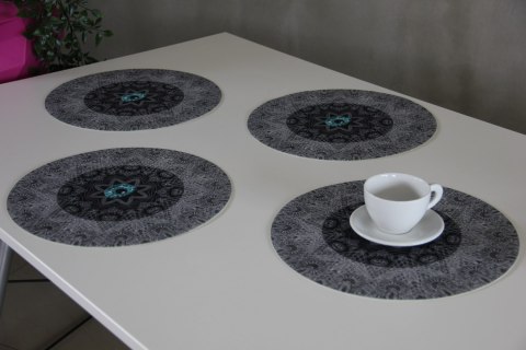 Zestaw 4 podkładek okrągłych na stół 4D 33 cm - LOOK | Ekologiczny filc, nadruk HD, pranie 40 °C, Bertoni
