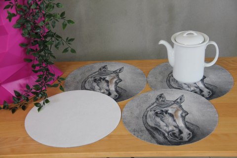 Zestaw 4 podkładek okrągłych na stół 4D 33 cm - LORD | Ekologiczny filc, nadruk HD, pranie 40 °C, Bertoni