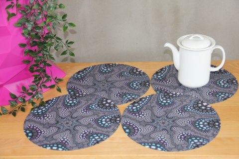 Zestaw 4 podkładek okrągłych na stół 4D 33 cm - OCTOPUS | Ekologiczny filc, nadruk HD, pranie 40 °C, Bertoni