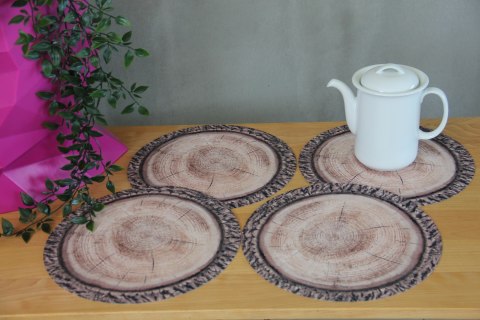 Zestaw 4 podkładek okrągłych na stół 4D 33 cm - ROBINA | Ekologiczny filc, nadruk HD, pranie 40 °C, Bertoni