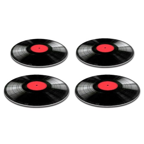 Zestaw 4 podkładek okrągłych 33 cm - gruby filc 4 mm, odporne na gorąco, dekoracyjne, wzór Vinyl - Bertoni