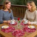 Zestaw 4 podkładek okrągłych na stół 4D 33 cm - VALENTINE ROSES | Ekologiczny filc, nadruk HD, pranie 40 °C, Bertoni