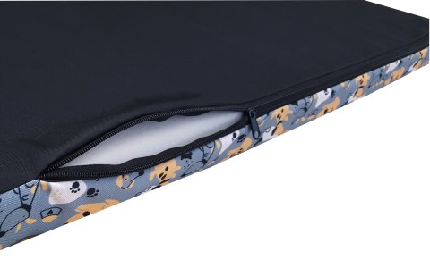 Legowisko materac dla psa XXL 110×80×5 cm - pianka, wodoodporny pokrowiec, nadruk „Grey Dogs", Bertoni