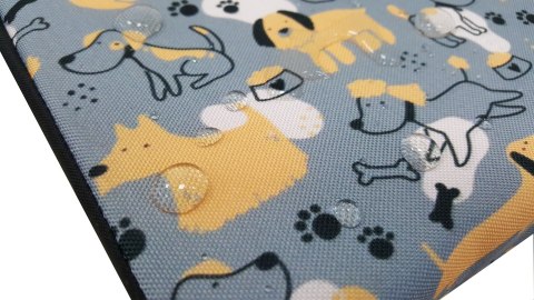 Legowisko materac dla psa XL 80×55×5 cm - pianka, wodoodporny pokrowiec, nadruk „Grey Dogs", Bertoni