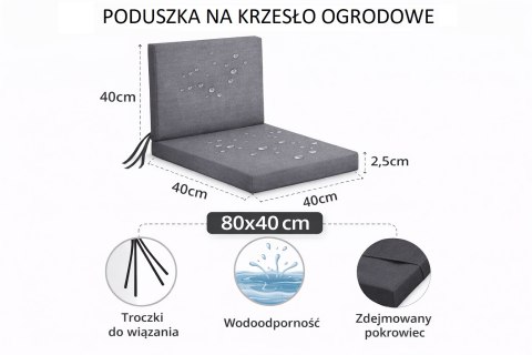 Poduszka wodoodporna na krzesło z oparciem TIP 80x40 cm Fiord