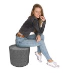 Pufa dekoracyjna, Bertoni, nadruk Szara - okrągła pufa do salonu, przedpokoju, walec 40cm, elegancka, zamek błyskawiczny, możliw