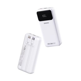 Powerbank 20000mAh 22.5W PD USB-C USB-A z wbudowanymi kablami iPhone Lightning USB-C - biały