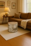 Pufa welurowa, Bertoni, nadruk Brzoza - okrągła pufa dekoracyjna, do salonu, walec 40cm, elegancka, zamek błyskawiczny