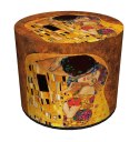 Pufa welurowa, Bertoni, nadruk Klimt Pocałunek - okrągła pufa dekoracyjna, do salonu, walec 40cm, elegancka, zamek błyskawiczny