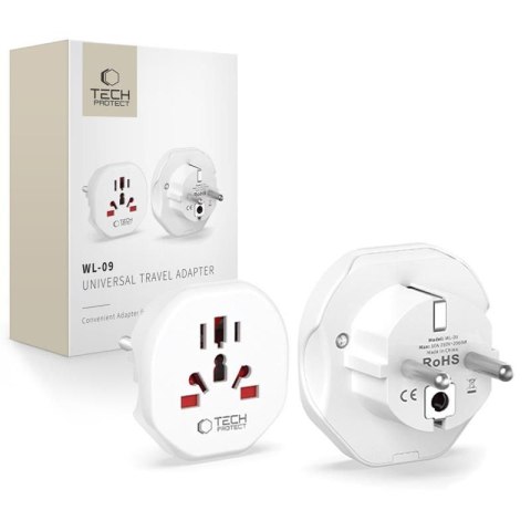 Przejściówka adapter podróżny UK/US/AU/FI/CN-1/CN-2 do EU - biały