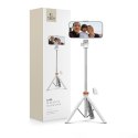 Selfie stick kijek do zdjęć Bluetooth z tripodem pilotem i głowicą 180 do 148cm - biały